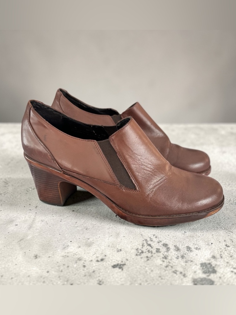 Dansko Rich Brown Leather Slip-On Heel Shoes